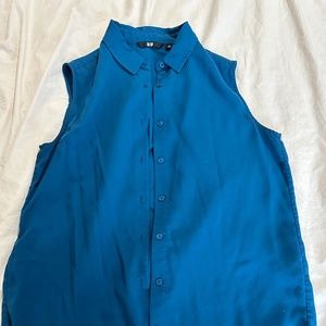 Teal sleeveless button down